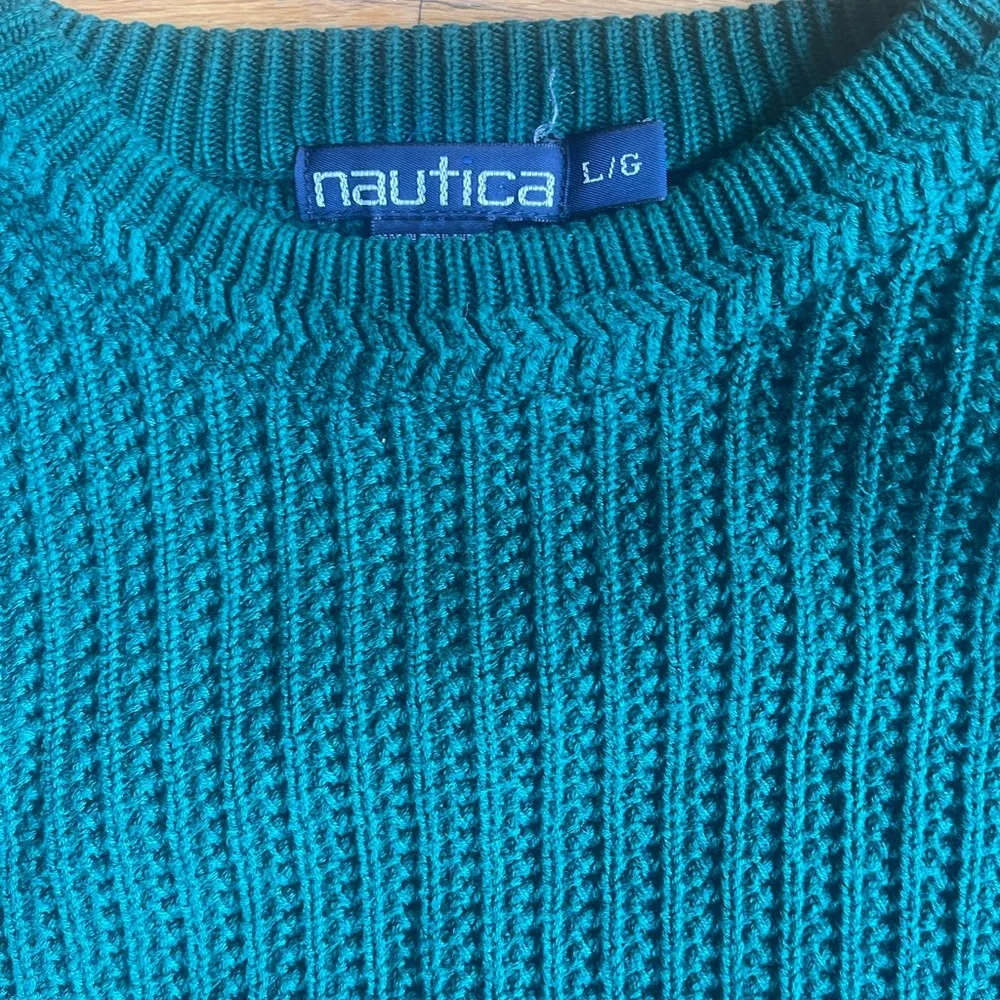Nautica Green Crewneck Sweater Classic Knit Design - Picture 5 of 8